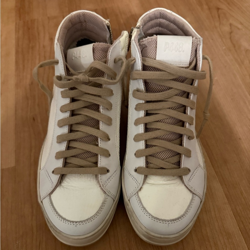 P448 Skate Hightop Cream and White High-Top Sneakers - 38- NWOT - Picture 4 of 13